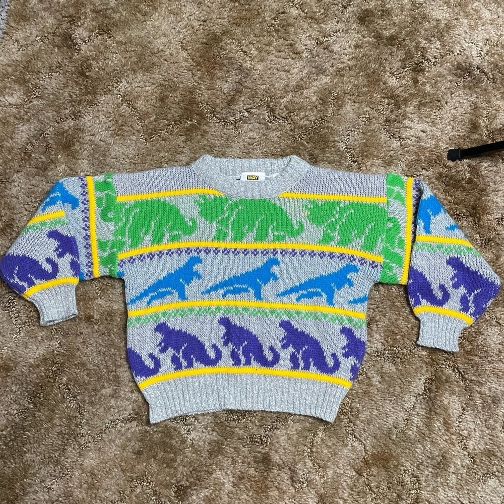 Vintage Way Cool Wear Boys Dinosaur Sweater Size‎ 4